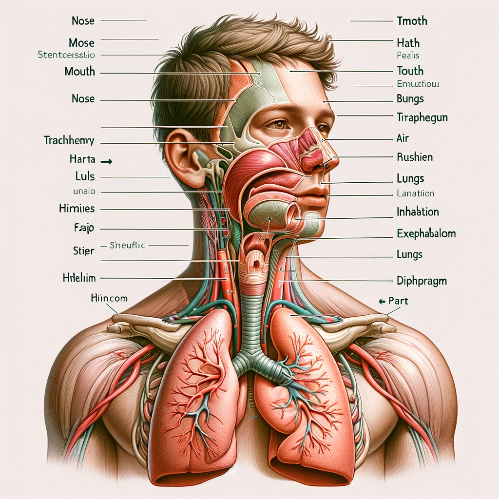 plaatje anatomie ademhaling getekend